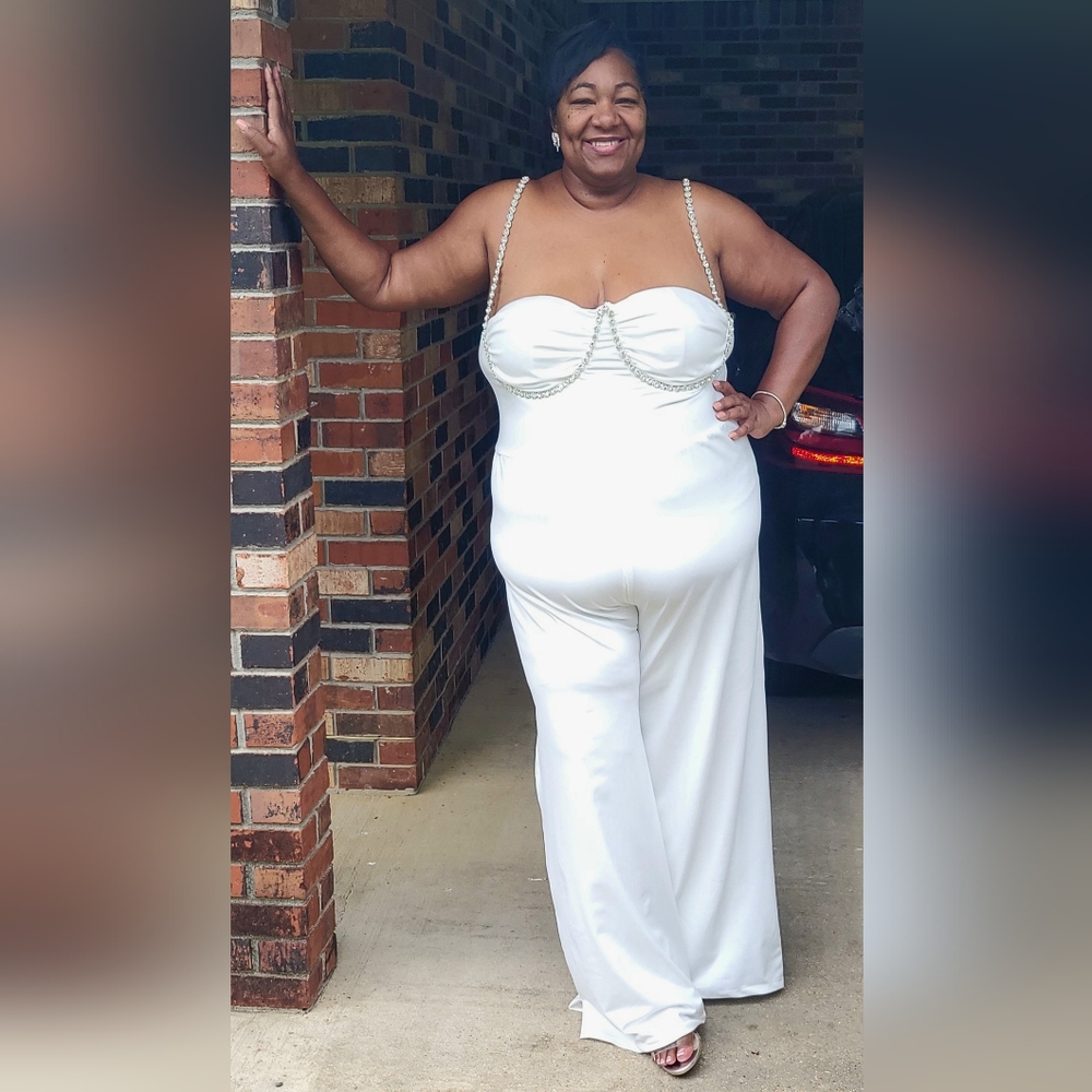 White diamond strapped jumpsuit! Sold out online!